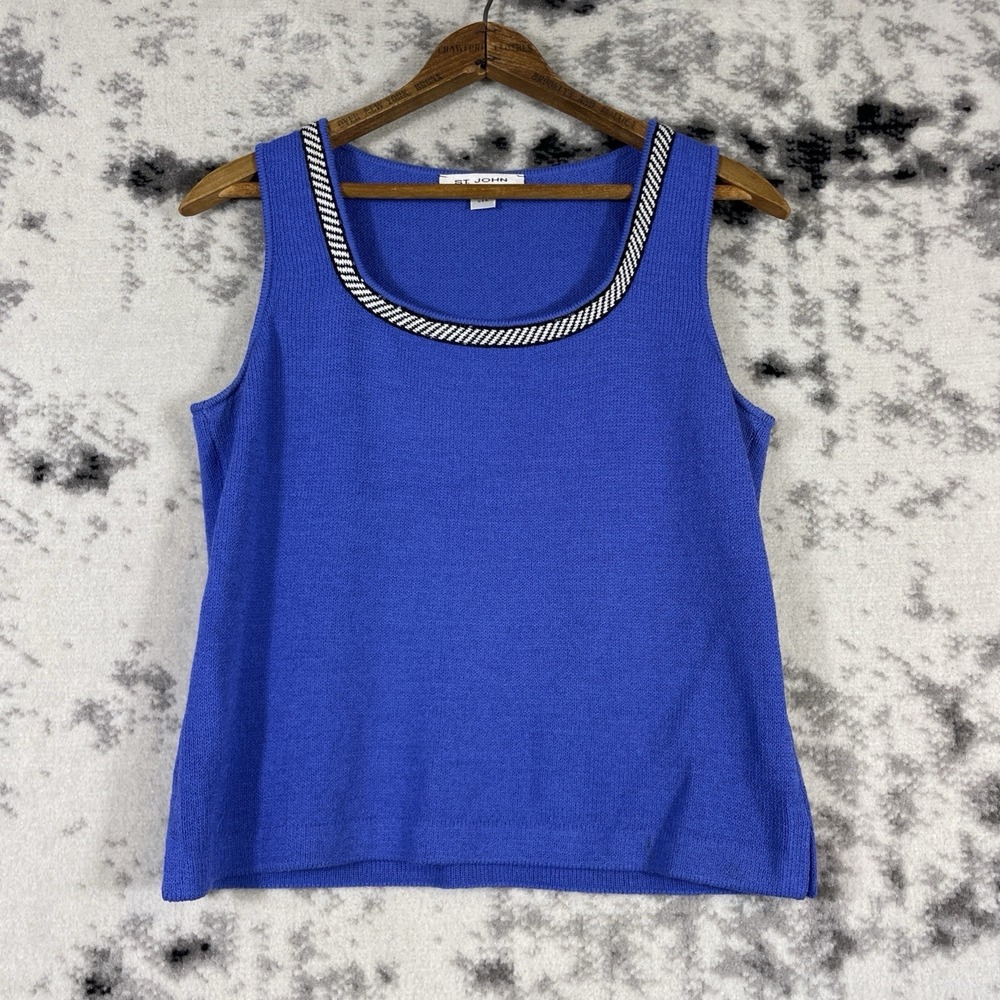 St John Tank Top Womens Size P Blue Santana Knit Beachy Designer